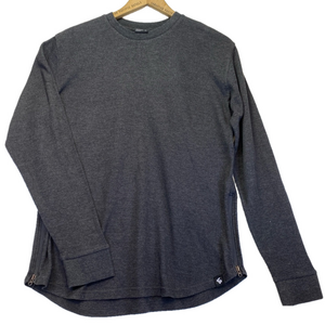 Southpole Shirt Mens L Gray Thermal Waffle Knit Long Sleeve Y2K Retro Hip Hop